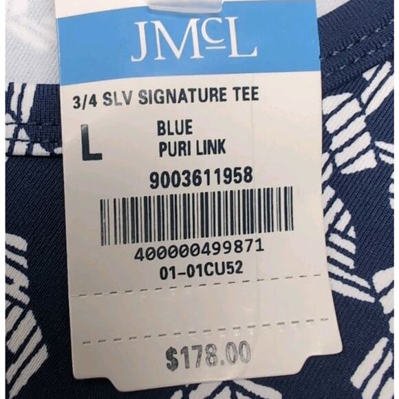 J McLaughlin 3/4 Sleeve Signature Tee Womens L Navy White Catalina Cloth NEW NWT - Picture 9 of 13